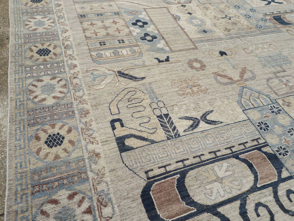 Modern East Turkestan Pictorial Vase Khotan Room Size Carpet, No.32187 - Galerie Shabab