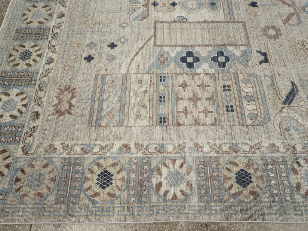 Modern East Turkestan Pictorial Vase Khotan Room Size Carpet, No.32187 - Galerie Shabab