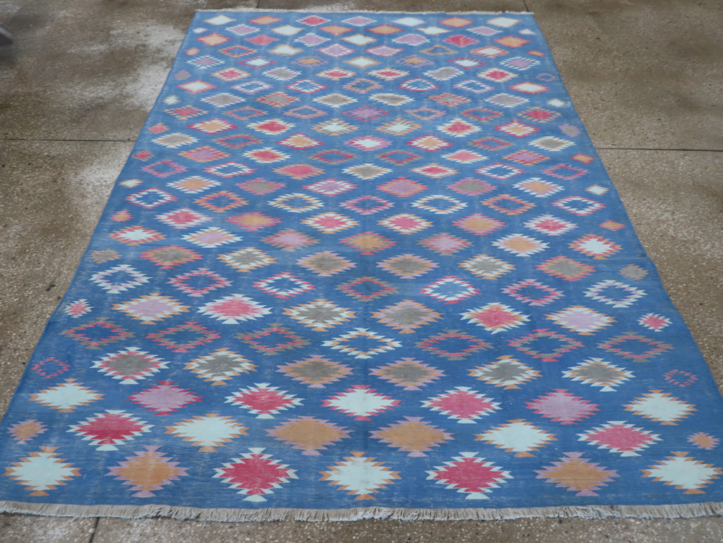 Vintage Indian Flatweave Cotton Dhurrie Accent Rug, No.32194 - Galerie Shabab