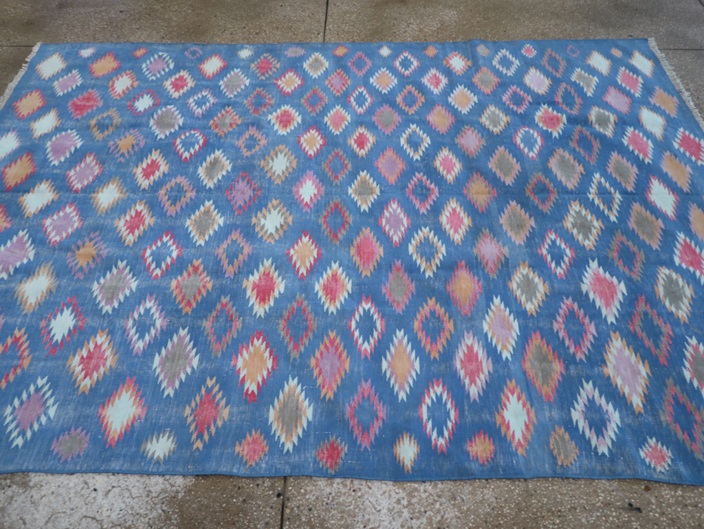 Vintage Indian Cotton Dhurrie Flatweave Rug, No.32194 - Galerie Shabab