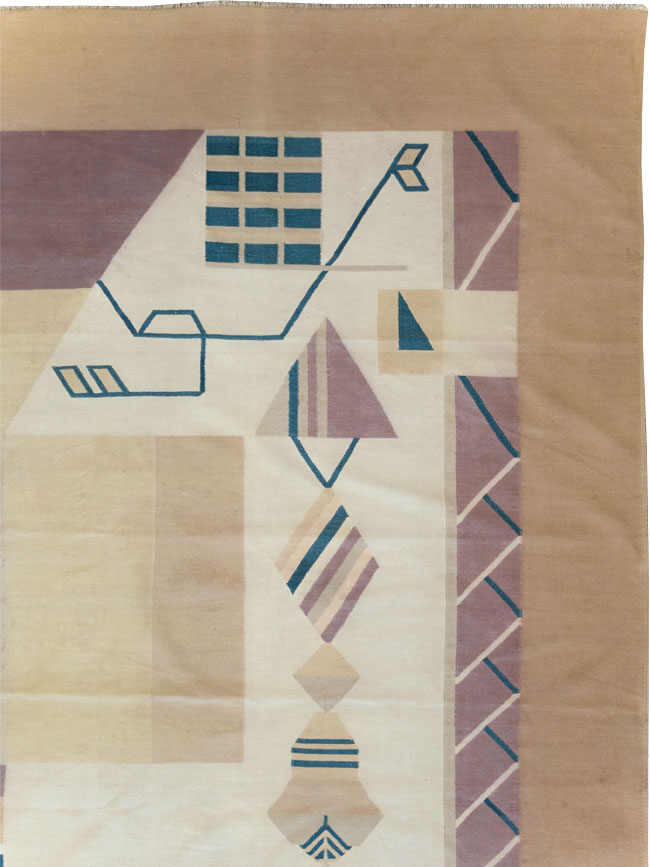 Vintage Indian Flatweave Dhurrie Oversize Carpet, No.32196 - Galerie Shabab