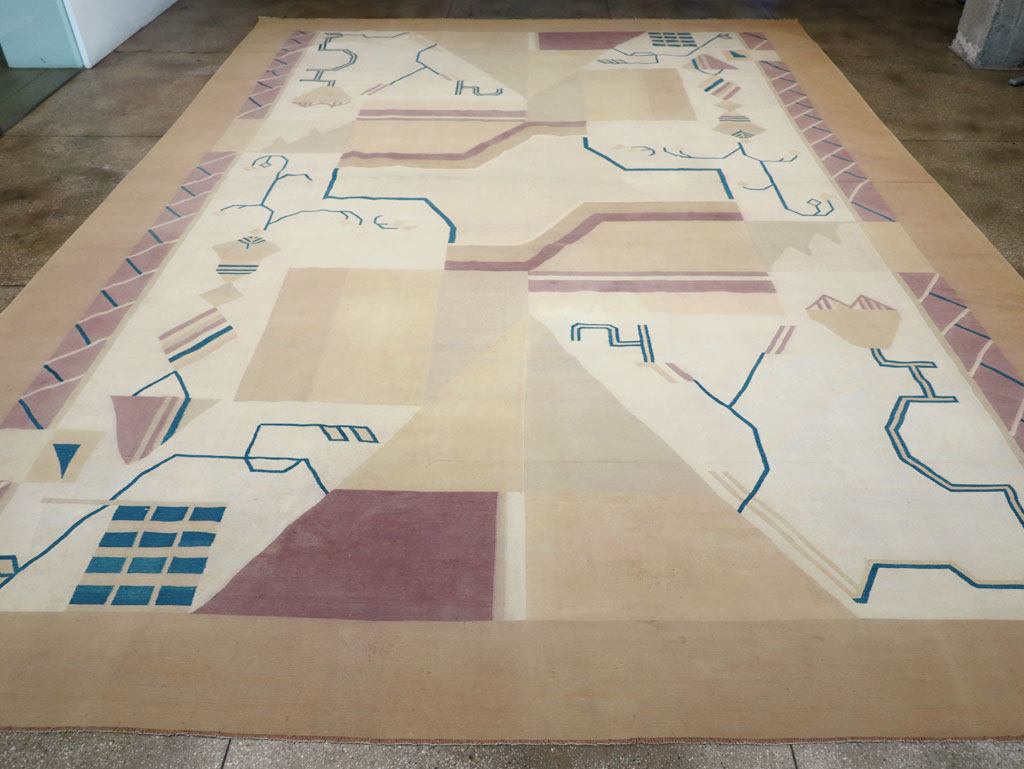 Vintage Indian Flatweave Dhurrie Oversize Carpet, No.32196 - Galerie Shabab