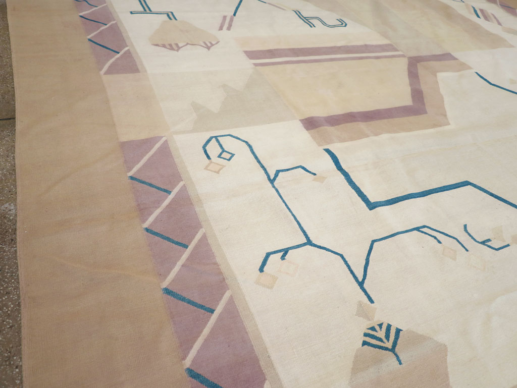 Vintage Indian Flatweave Dhurrie Oversize Carpet, No.32196 - Galerie Shabab