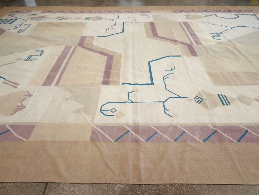 Vintage Indian Flatweave Dhurrie Oversize Carpet, No.32196 - Galerie Shabab