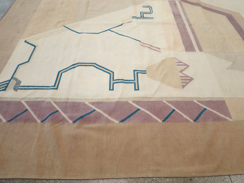 Vintage Indian Flatweave Dhurrie Oversize Carpet, No.32196 - Galerie Shabab