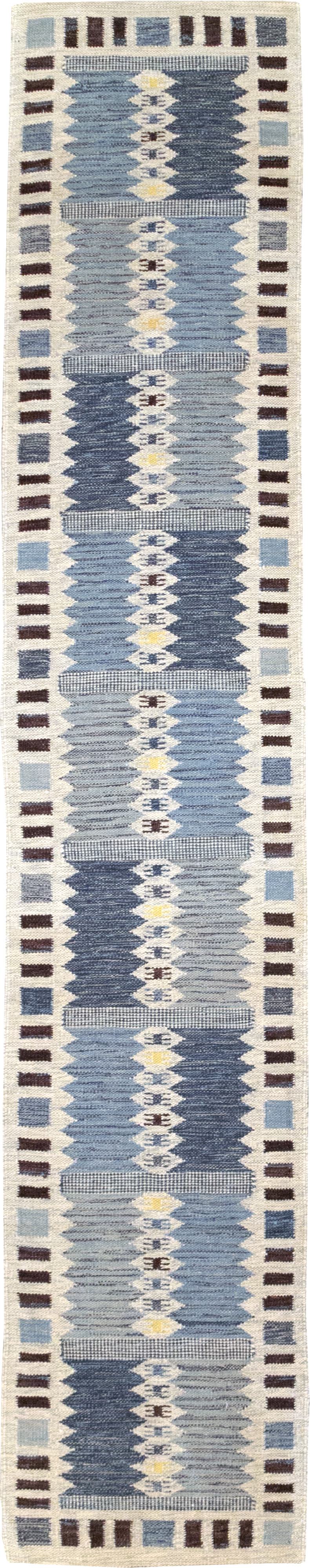 Swedish Inspired Contemporary Turkish Flatweave Runner, No.32203 - Galerie Shabab