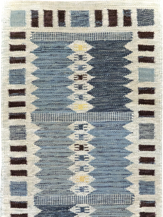 Swedish Inspired Contemporary Turkish Flatweave Runner, No.32203 - Galerie Shabab