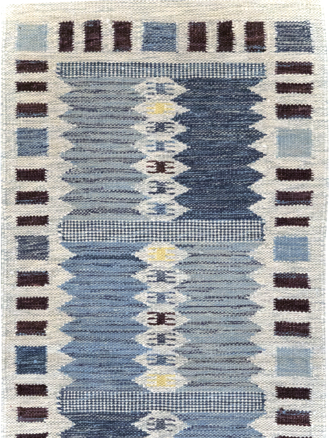 Swedish Inspired Contemporary Turkish Flatweave Runner, No.32203 - Galerie Shabab