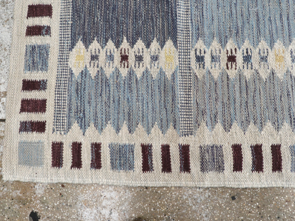 Swedish Inspired Contemporary Turkish Flatweave Runner, No.32203 - Galerie Shabab