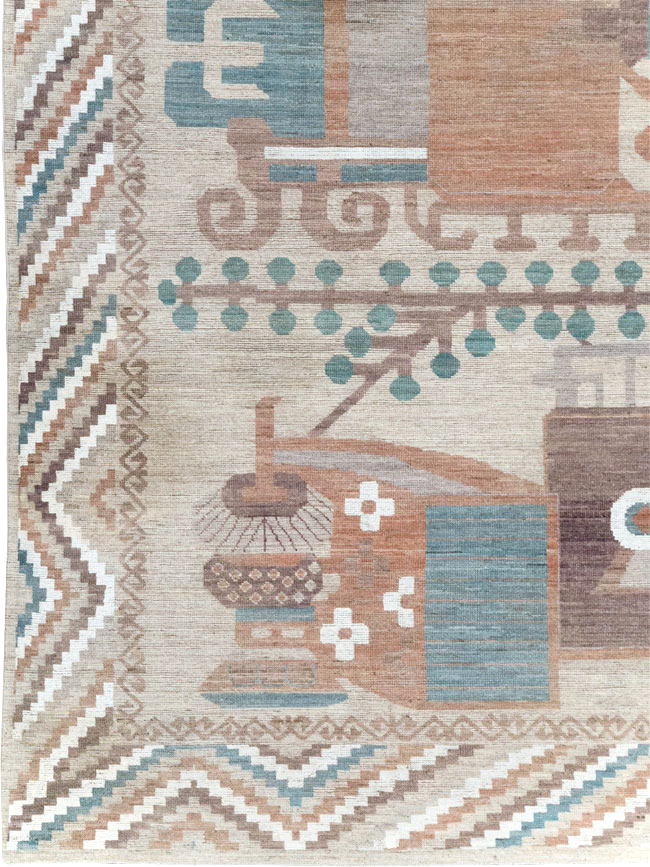 Modern East Turkestan Vase Khotan Room Size Carpet, No.32207 - Galerie Shabab