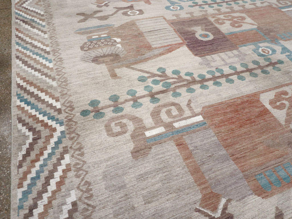 Modern East Turkestan Vase Khotan Room Size Carpet, No.32207 - Galerie Shabab