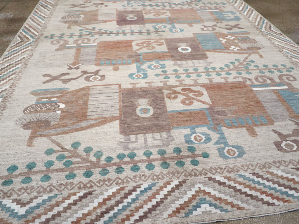 Modern East Turkestan Vase Khotan Room Size Carpet, No.32207 - Galerie Shabab