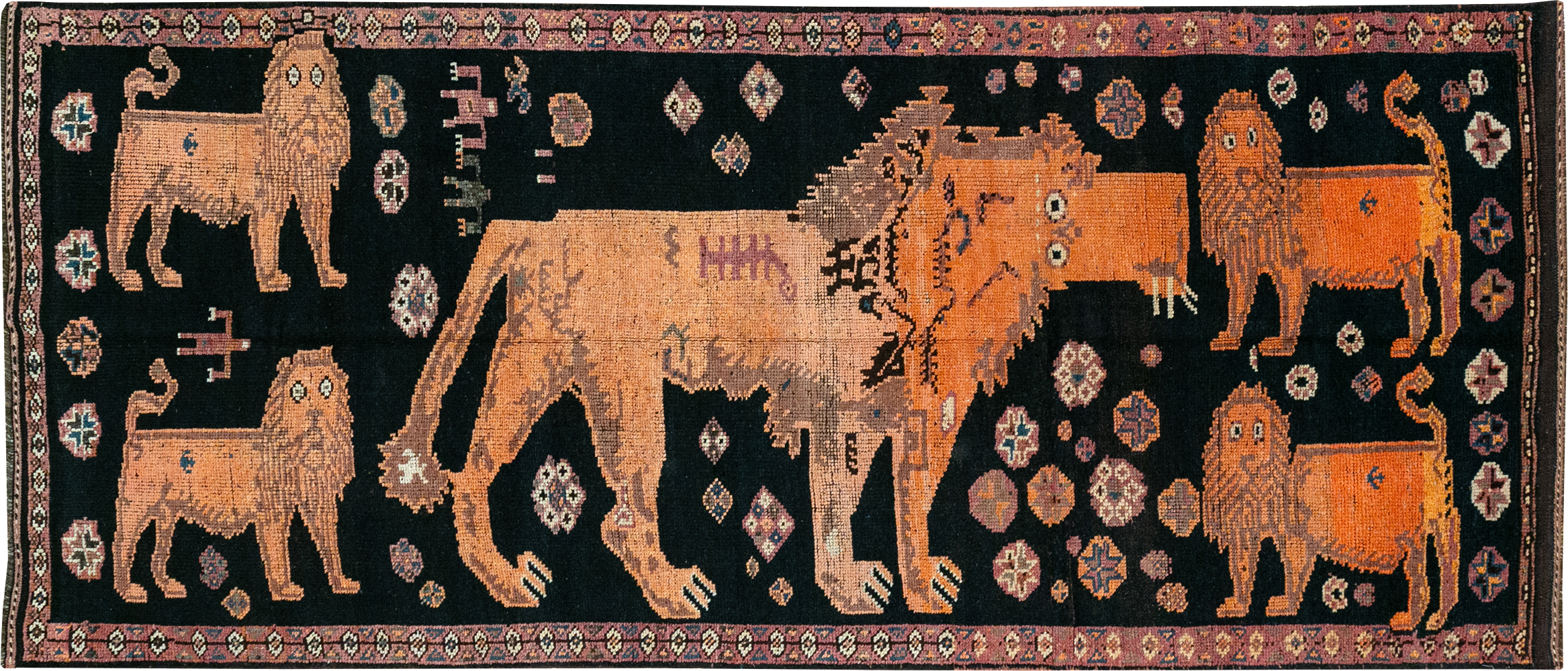 Vintage Turkish Anatolian Pictorial Gallery Rug, No.32214 - Galerie Shabab