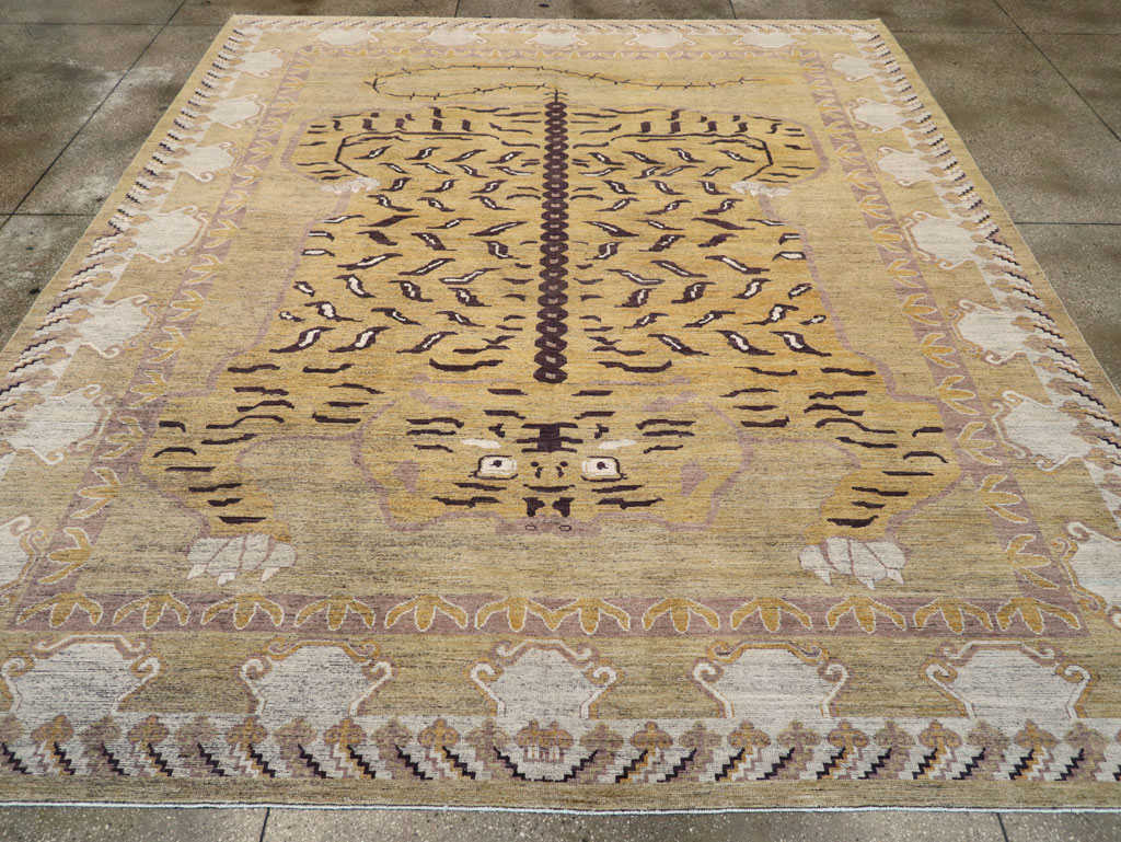 Modern East Turkestan Pictorial Khotan Room Size Carpet, No.32222 - Galerie Shabab