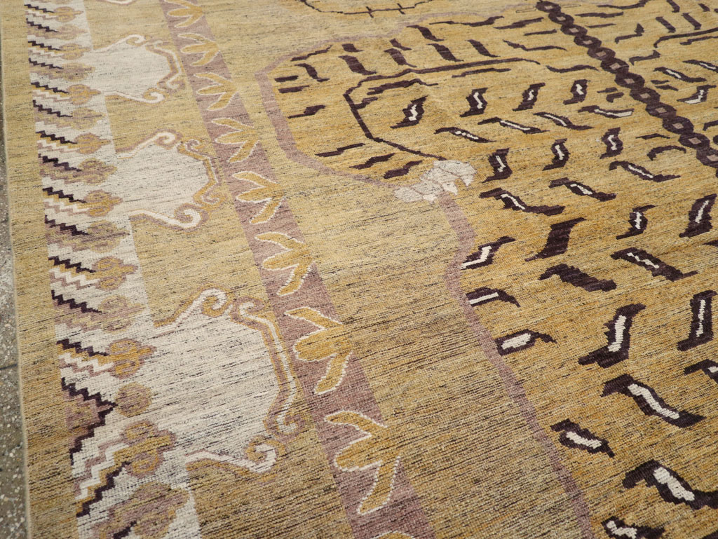 Modern East Turkestan Pictorial Khotan Room Size Carpet, No.32222 - Galerie Shabab