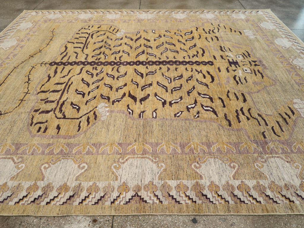 Modern East Turkestan Pictorial Khotan Room Size Carpet, No.32222 - Galerie Shabab