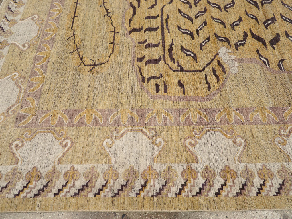 Modern East Turkestan Pictorial Khotan Room Size Carpet, No.32222 - Galerie Shabab