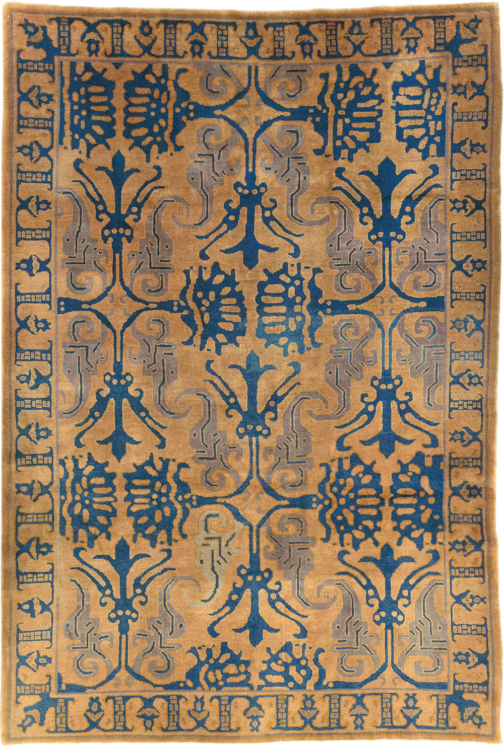Vintage Chinese Art Deco Accent Carpet, No.32223 - Galerie Shabab