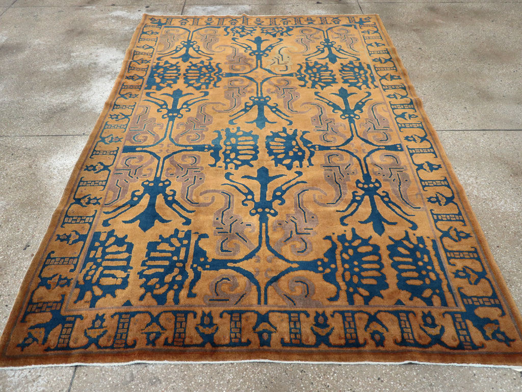 Vintage Chinese Art Deco Accent Carpet, No.32223 - Galerie Shabab
