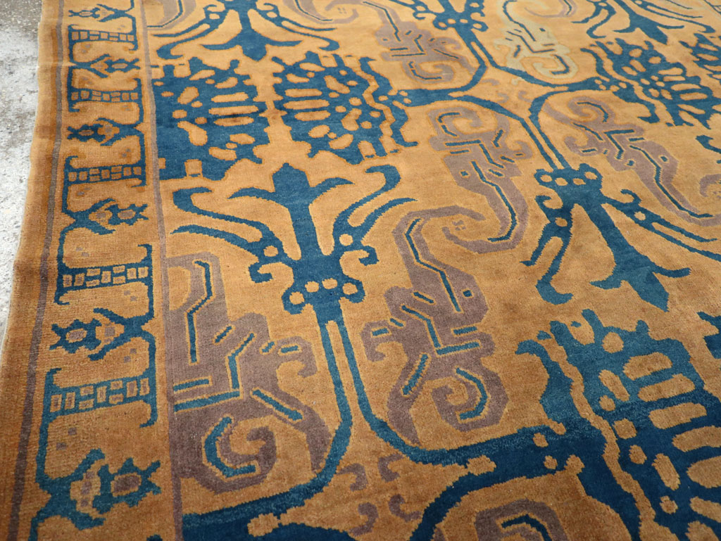 Vintage Chinese Art Deco Accent Carpet, No.32223 - Galerie Shabab