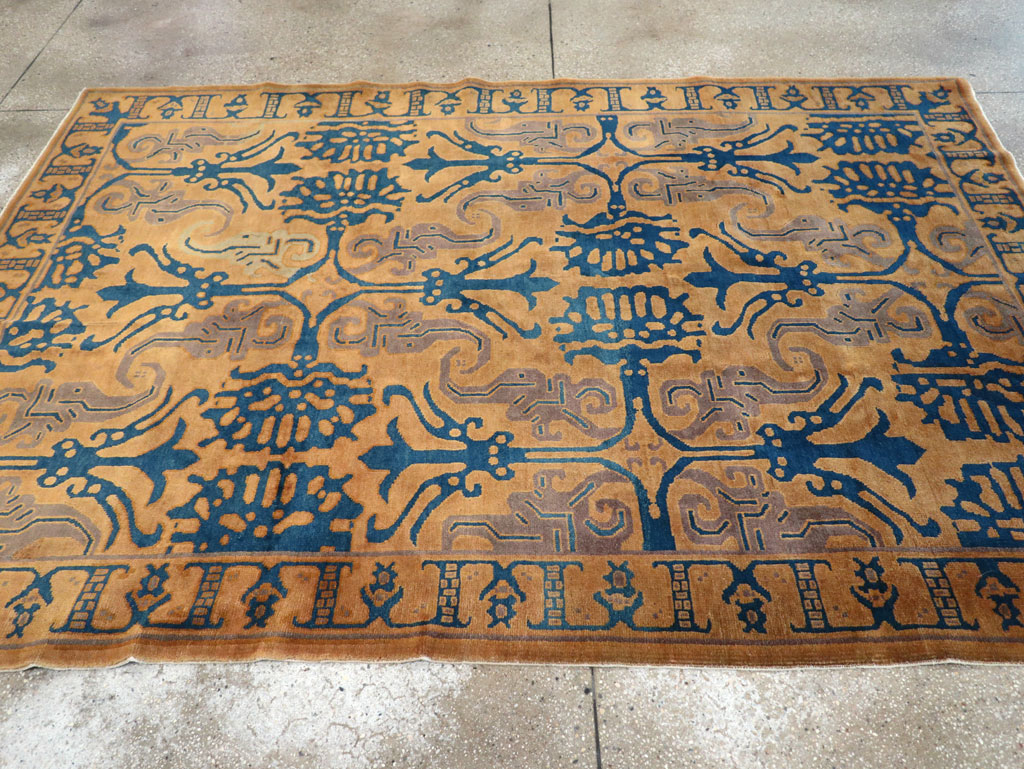 Vintage Chinese Art Deco Accent Carpet, No.32223 - Galerie Shabab