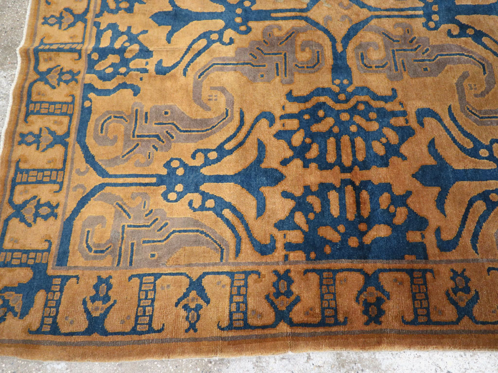 Vintage Chinese Art Deco Accent Carpet, No.32223 - Galerie Shabab
