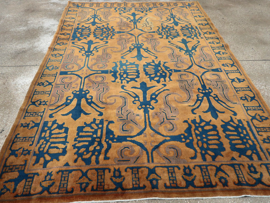 Vintage Chinese Art Deco Accent Carpet, No.32223 - Galerie Shabab