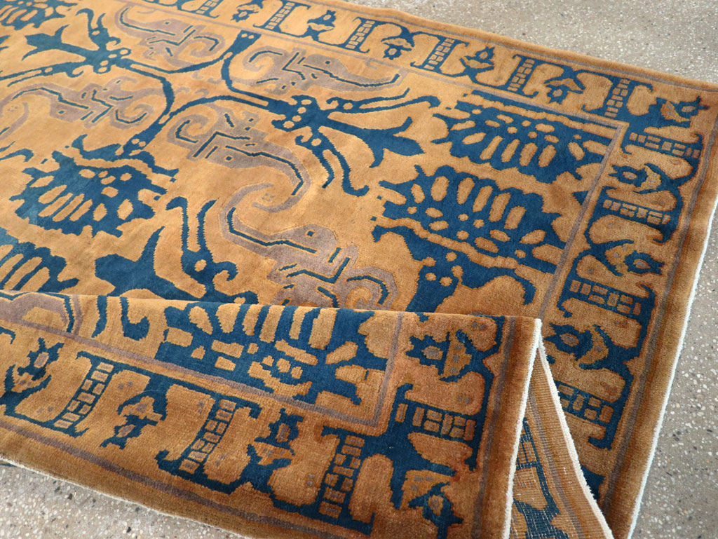 Vintage Chinese Art Deco Accent Carpet, No.32223 - Galerie Shabab