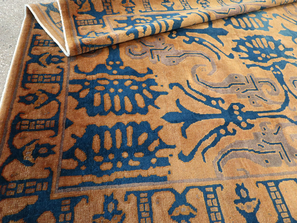 Vintage Chinese Art Deco Accent Carpet, No.32223 - Galerie Shabab