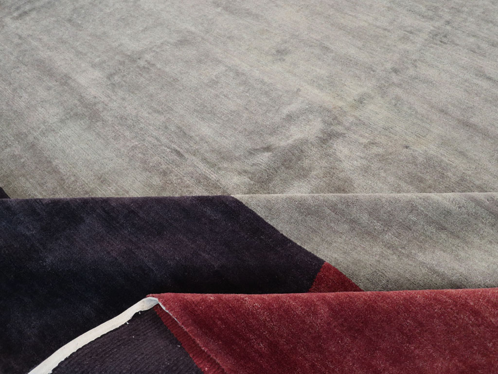 Modern Tibetan Art Deco Style Large Square Carpet, No.32241 - Galerie Shabab