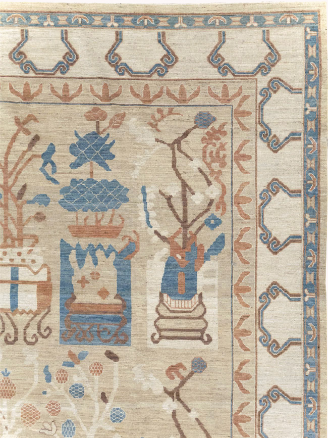Modern East Turkestan Khotan Large Room Size Carpet, No.32247 - Galerie Shabab