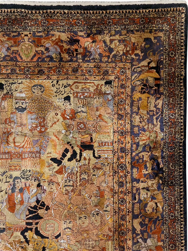 Vintage Chinese Silk Pictorial Accent Rug, No.32261 - Galerie Shabab