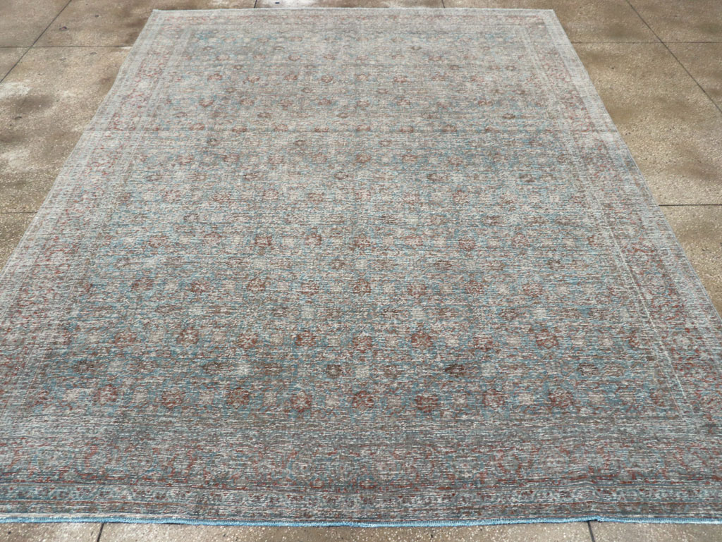 Distressed Vintage Persian Tabriz Room Size Carpet, No.32279 - Galerie Shabab