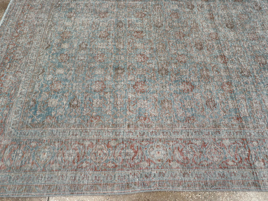 Distressed Vintage Persian Tabriz Room Size Carpet, No.32279 - Galerie Shabab
