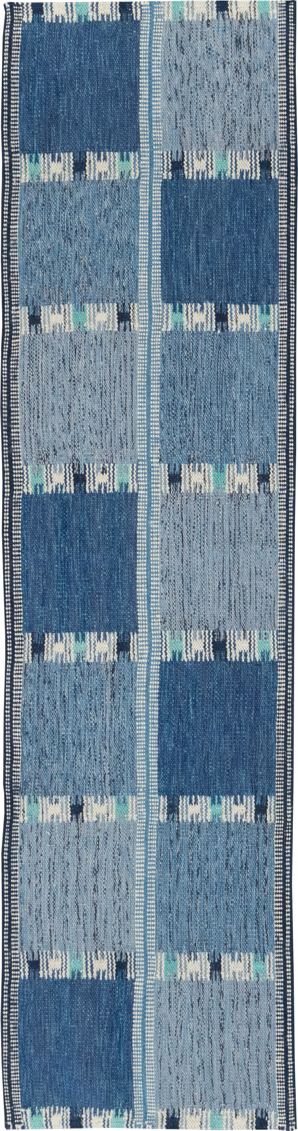 Swedish Inspired Contemporary Turkish Flatweave Runner, No.32309 - Galerie Shabab