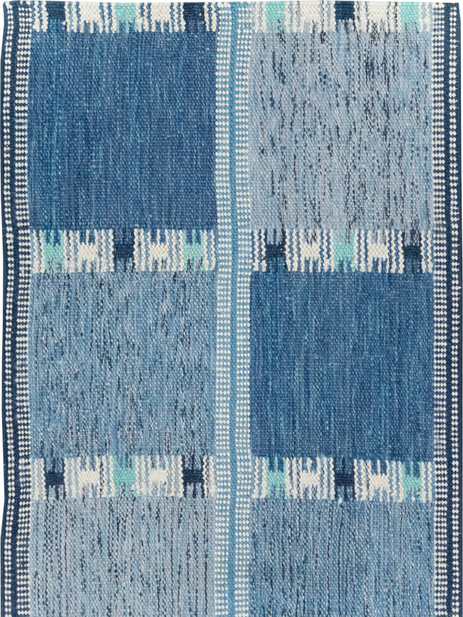 Swedish Inspired Contemporary Turkish Flatweave Runner, No.32309 - Galerie Shabab