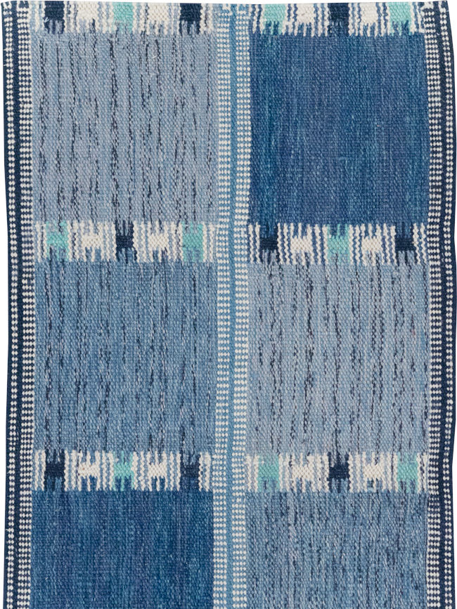 Swedish Inspired Contemporary Turkish Flatweave Runner, No.32309 - Galerie Shabab