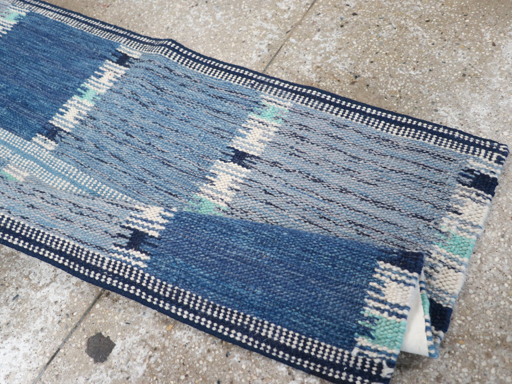 Swedish Inspired Contemporary Turkish Flatweave Runner, No.32309 - Galerie Shabab