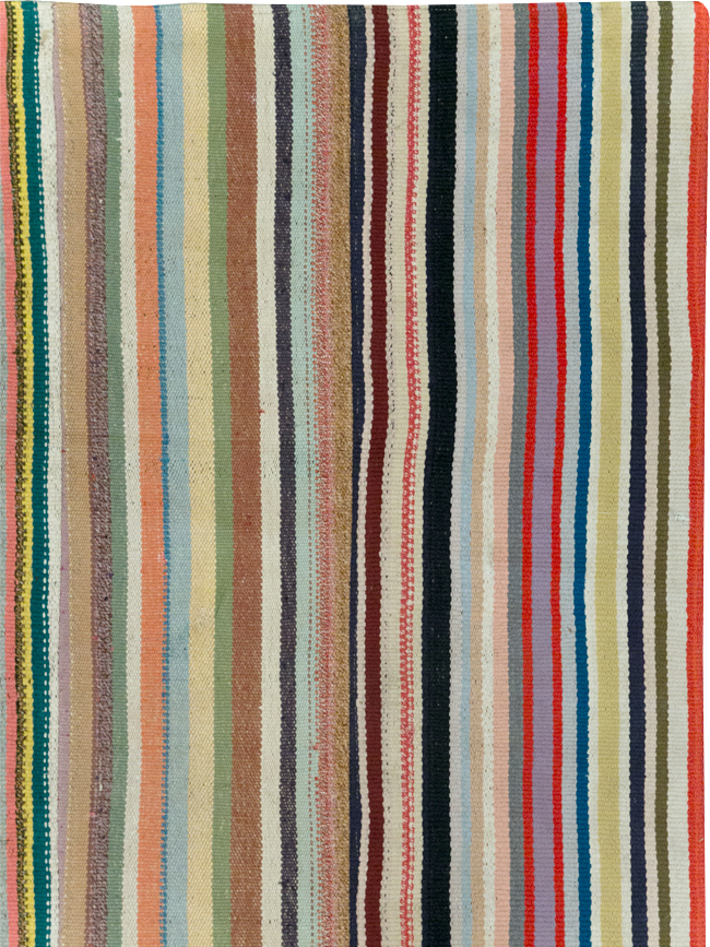 Vintage Turkish Flatweave Kilim Wide Gallery Runner, No.32310 - Galerie Shabab