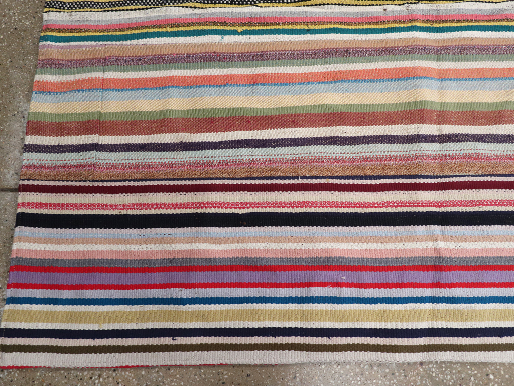 Vintage Turkish Flatweave Kilim Wide Gallery Runner, No.32310 - Galerie Shabab