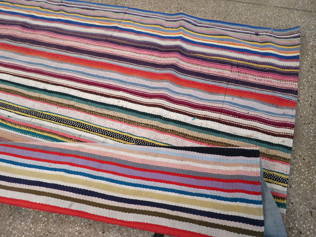 Vintage Turkish Flatweave Kilim Wide Gallery Runner, No.32310 - Galerie Shabab