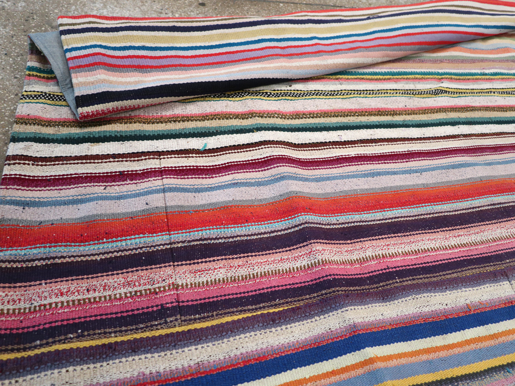 Vintage Turkish Flatweave Kilim Wide Gallery Runner, No.32310 - Galerie Shabab