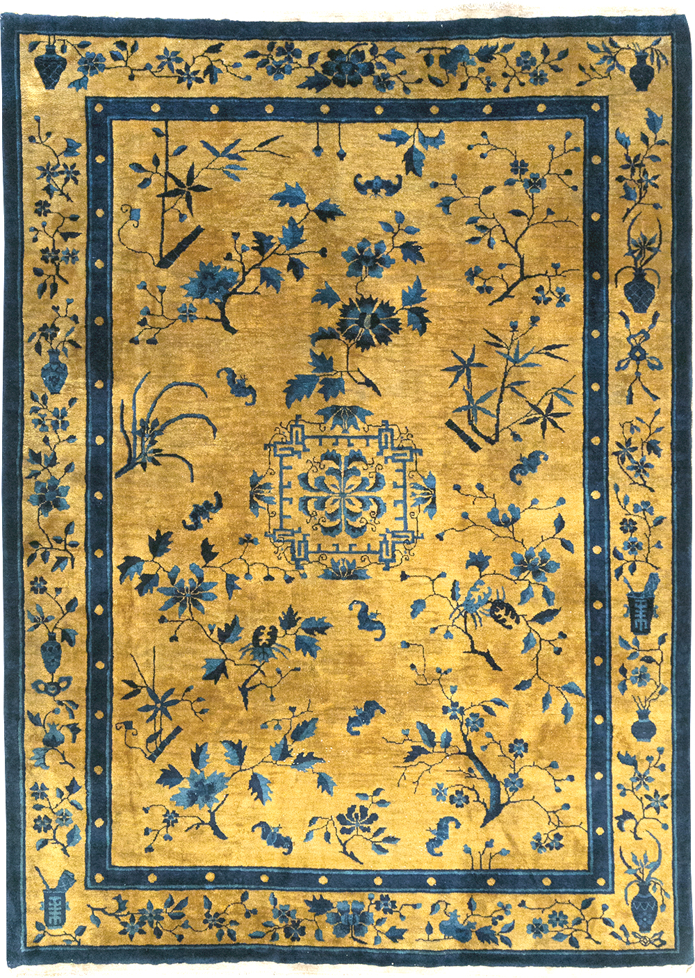 Vintage Chinese Art Deco Accent Carpet, No.32325 - Galerie Shabab