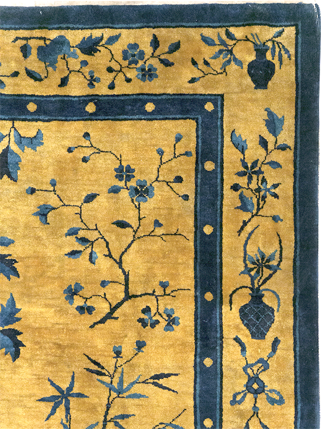Vintage Chinese Art Deco Accent Carpet, No.32325 - Galerie Shabab