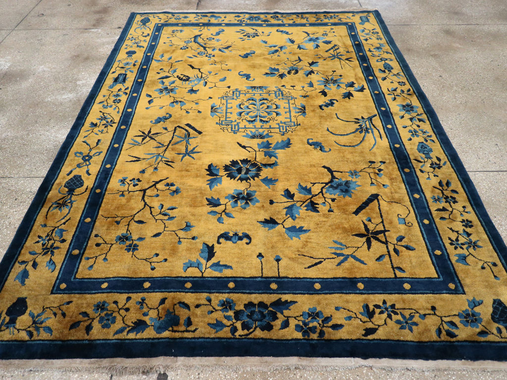Vintage Chinese Art Deco Accent Carpet, No.32325 - Galerie Shabab