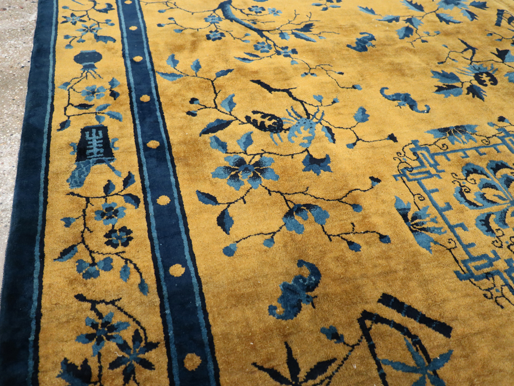Vintage Chinese Art Deco Accent Carpet, No.32325 - Galerie Shabab