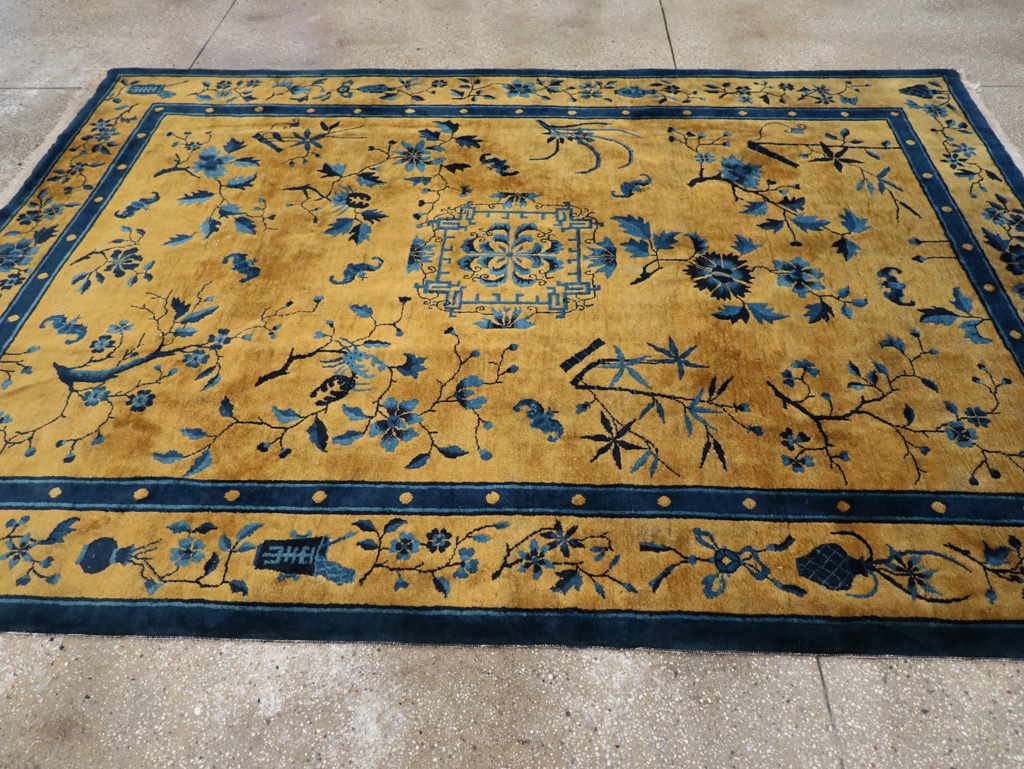 Vintage Chinese Art Deco Accent Carpet, No.32325 - Galerie Shabab
