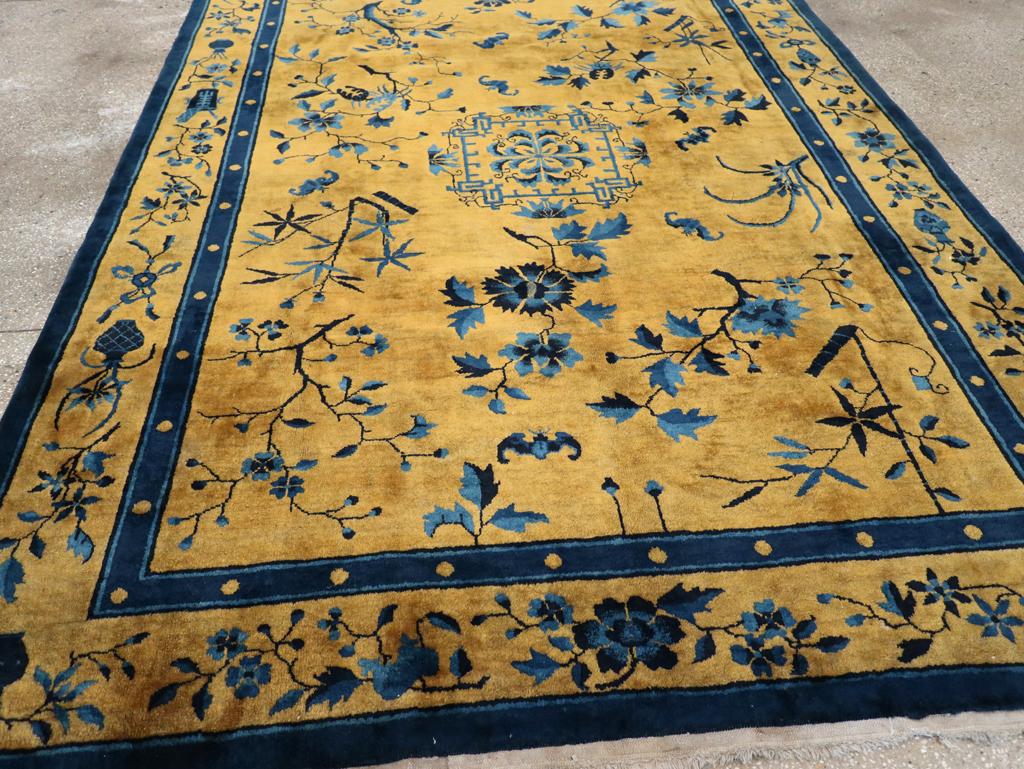 Vintage Chinese Art Deco Accent Carpet, No.32325 - Galerie Shabab