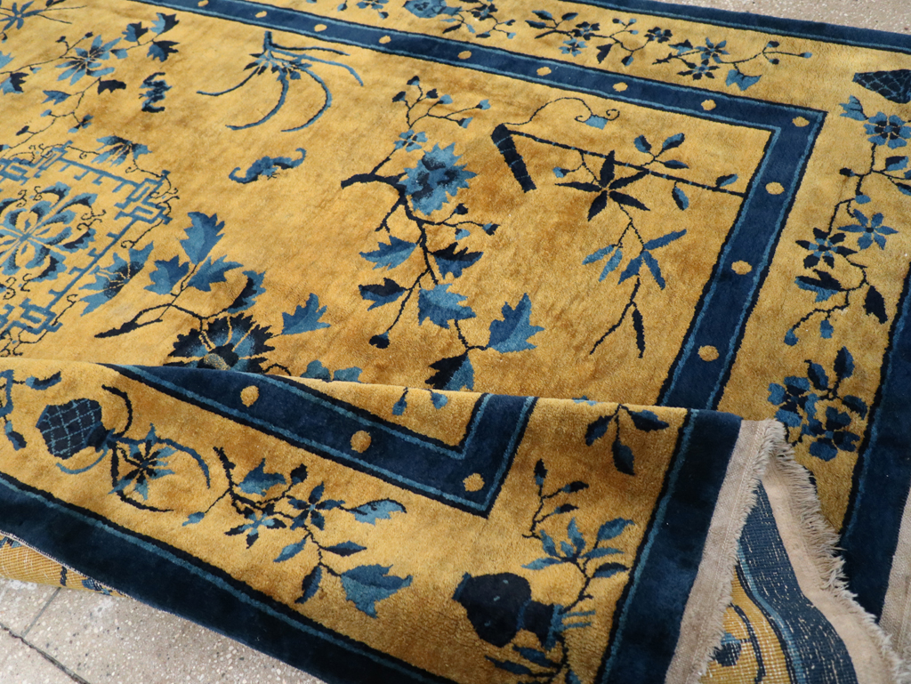 Vintage Chinese Art Deco Accent Carpet, No.32325 - Galerie Shabab