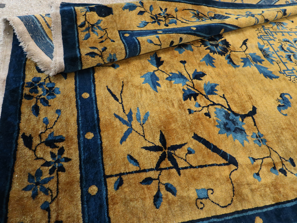 Vintage Chinese Art Deco Accent Carpet, No.32325 - Galerie Shabab